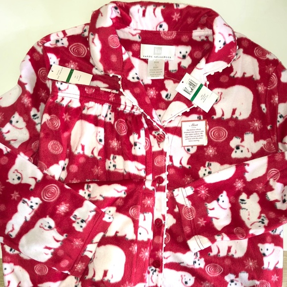 Karen Neuburger Red Fleece Pajamas Set L New NWT - Picture 8 of 8